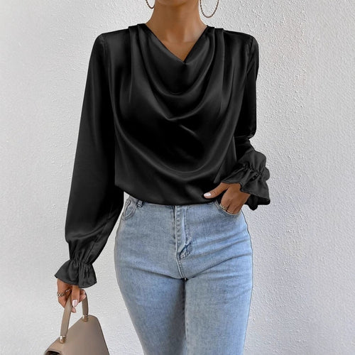 Drune | Satin Langarmbluse Top