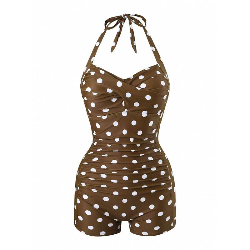 Damen Halterneck Badeanzug mit schmeichelnder Raffung Drune