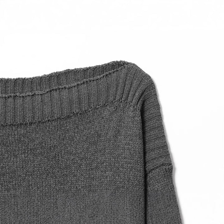 Damen lockerer Strickpullover mit überschnittenen Schultern und breitem Bündchen Drune