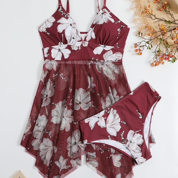 Damen Strandkleid mit floralem Überwurf Drune