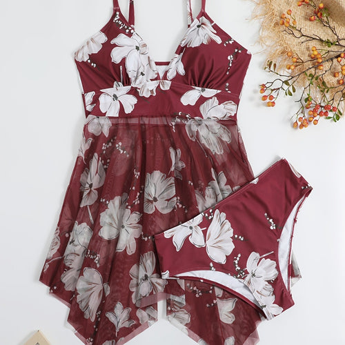 Damen Strandkleid mit floralem Überwurf Drune