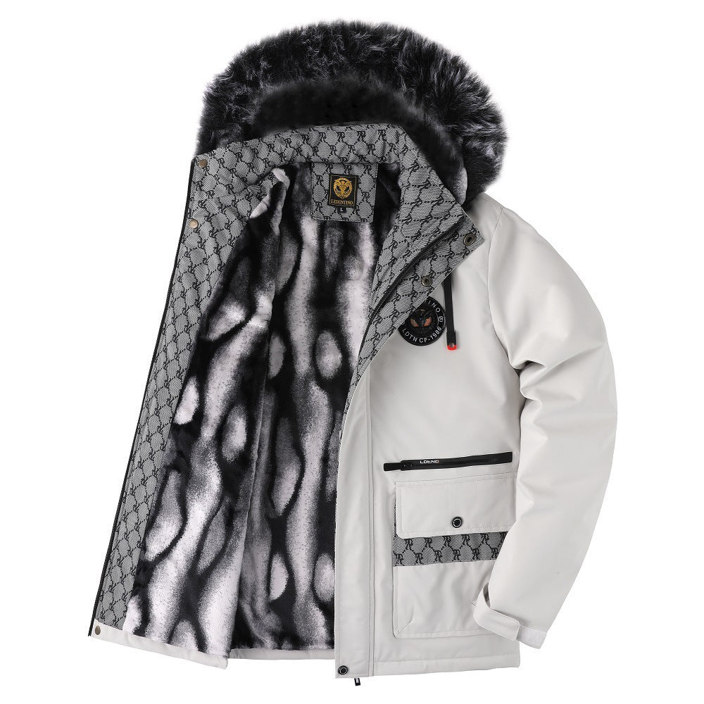 Herren nan urbaner Thermo-Parka mit abnehmbarer Kunstfellkapuze, gesteppter Inneneinlage und multifunktionalen Fronttaschen Drune