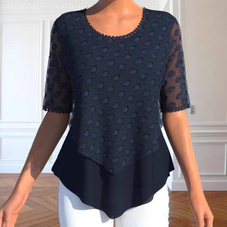 Damen Bluse mit eleganten strukturierten Details und modischem Einsatz Drune