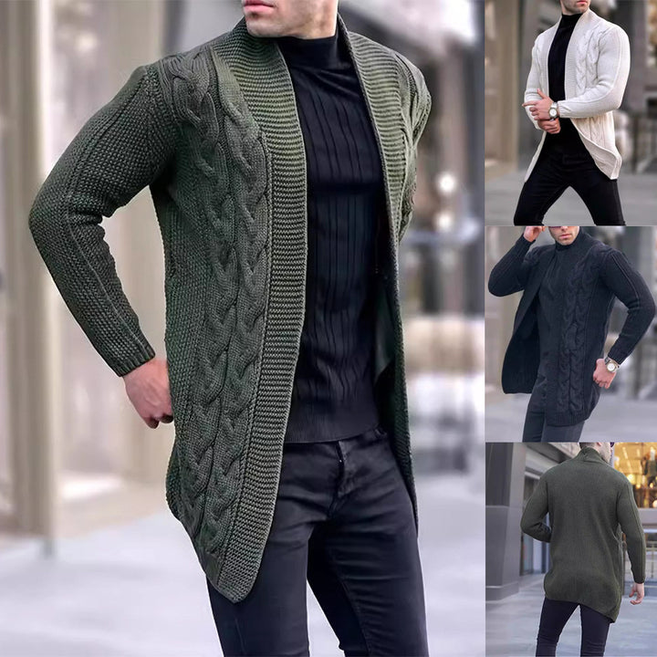 Herren Grobstrick Cardigan mit modischem Zopfmuster und lässigem Schnitt Drune