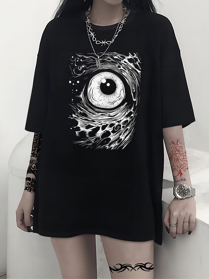 Damen T-Shirt mit künstlerischem Skelettmotiv und einzigartigem Druck Drune