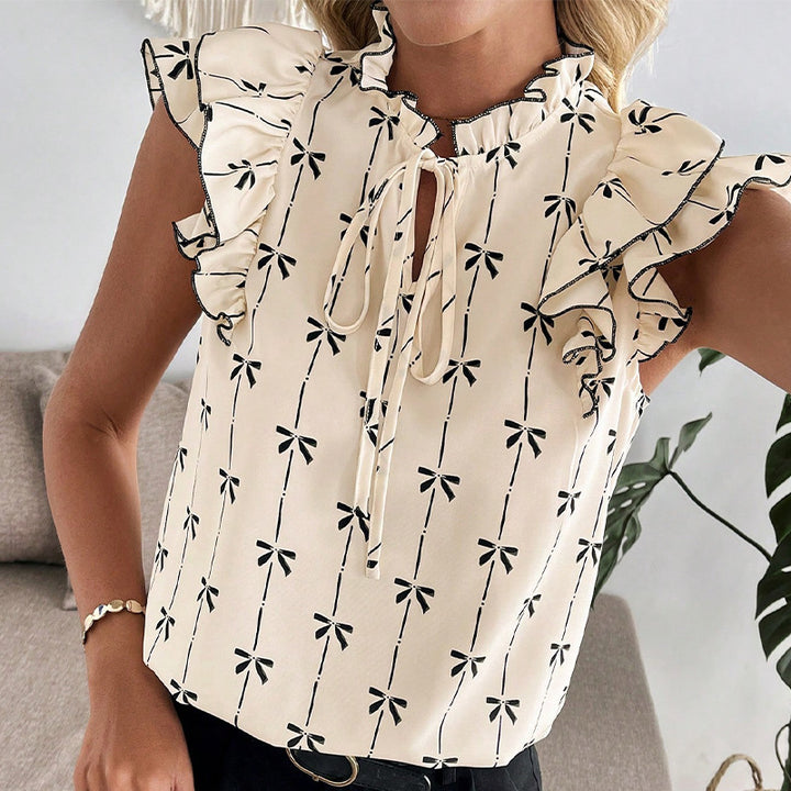 Damen Bluse mit Rüschendetails und floralem Muster Drune