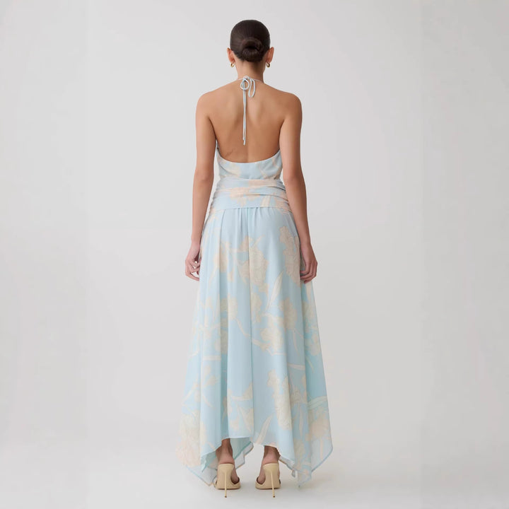 Damen Elegantes Wickelkleid mit tiefem V-Ausschnitt und floralem Design Drune