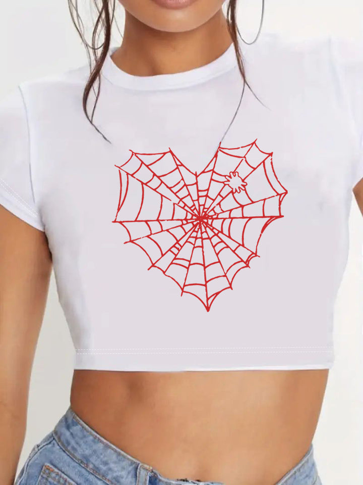 Damen Crop-Top mit innovativem Spinnen-Netz-Design Drune