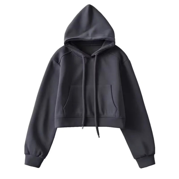 Damen modischer cropped Kapuzenpullover aus sweatshirt Material Drune