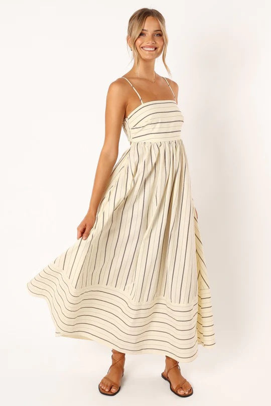 Damen Maxikleid aus gestreiftem Baumwollstoff Drune