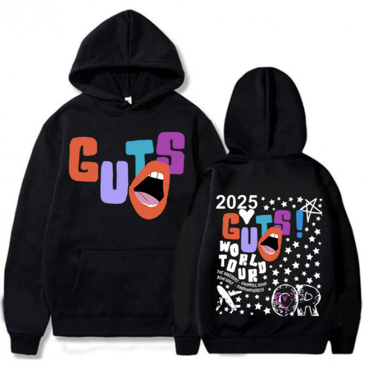 Damen Kapuzenpullover mit kreativen Grafikelementen und einzigartigem Tour-Print Drune