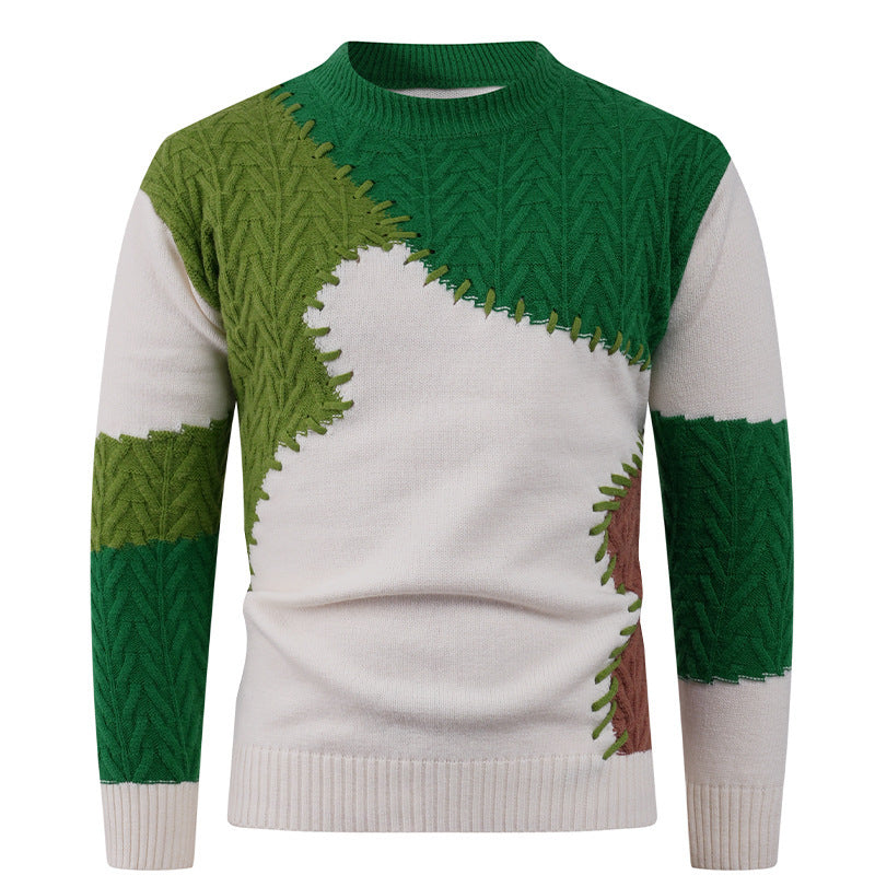 Herren modischer Pullover mit einzigartigem Patchwork-Design Drune