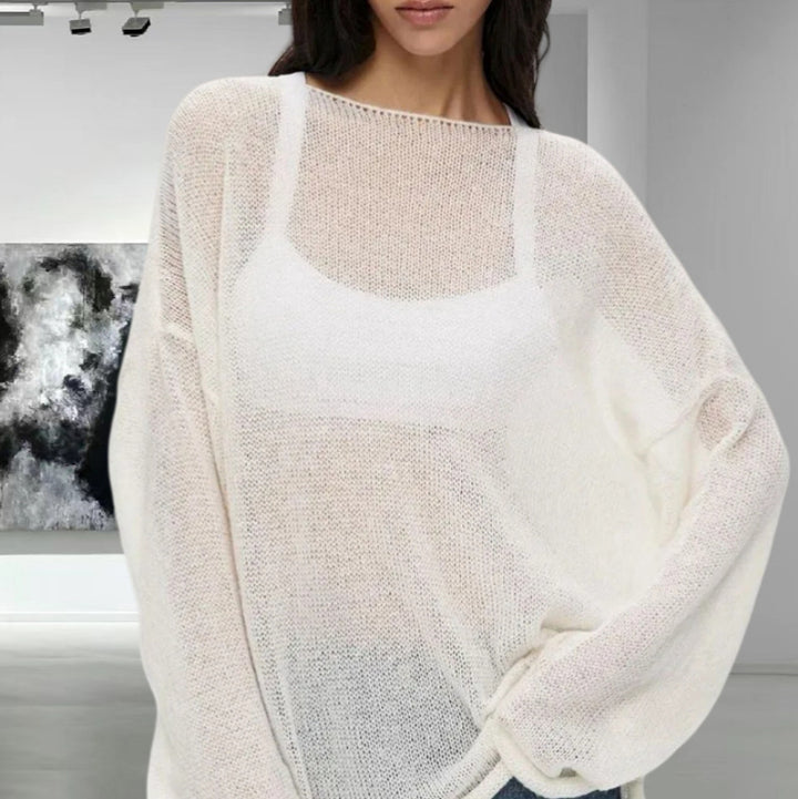Damen Luftiges Strickoberteil mit weitem Schnitt und langen Ärmeln Drune