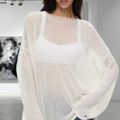 Damen Luftiges Strickoberteil mit weitem Schnitt und langen Ärmeln Drune
