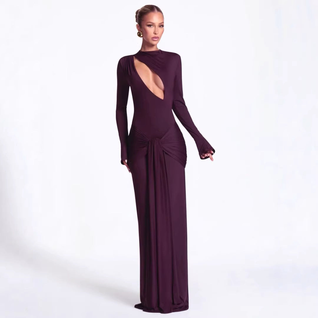 Damen Modisches Maxikleid mit asymmetrischem Ausschnitt Drune
