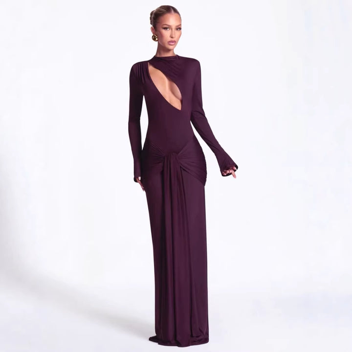 Damen Modisches Maxikleid mit asymmetrischem Ausschnitt Drune