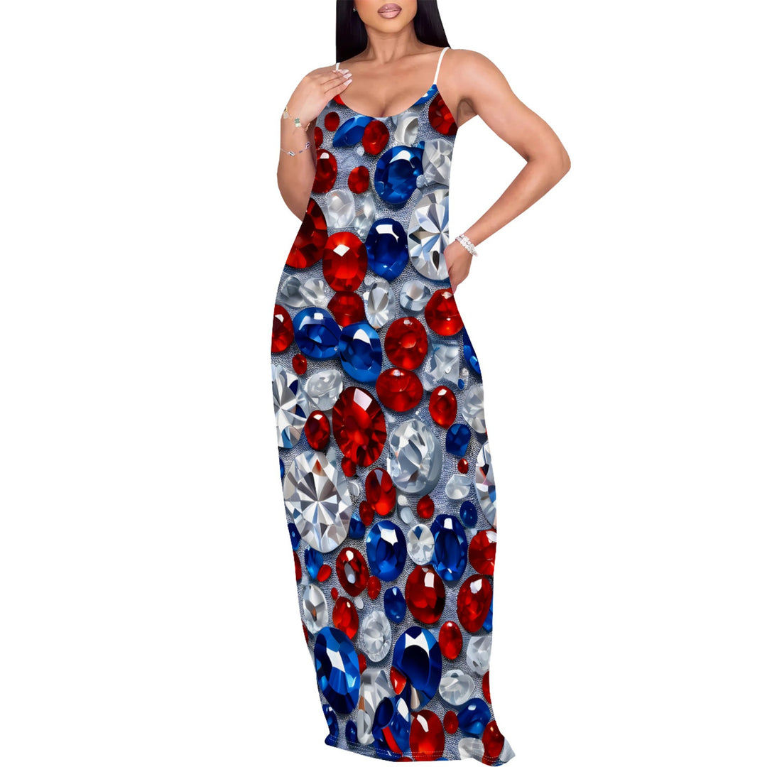 Damen Maxikleid mit künstlerischem Halloween-Motiv und umwerfendem Rosenprint Drune