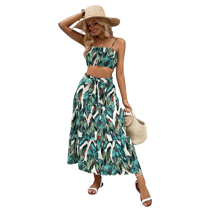 Damen Sommerliches Crop-Top und Maxi-Rock Set Drune