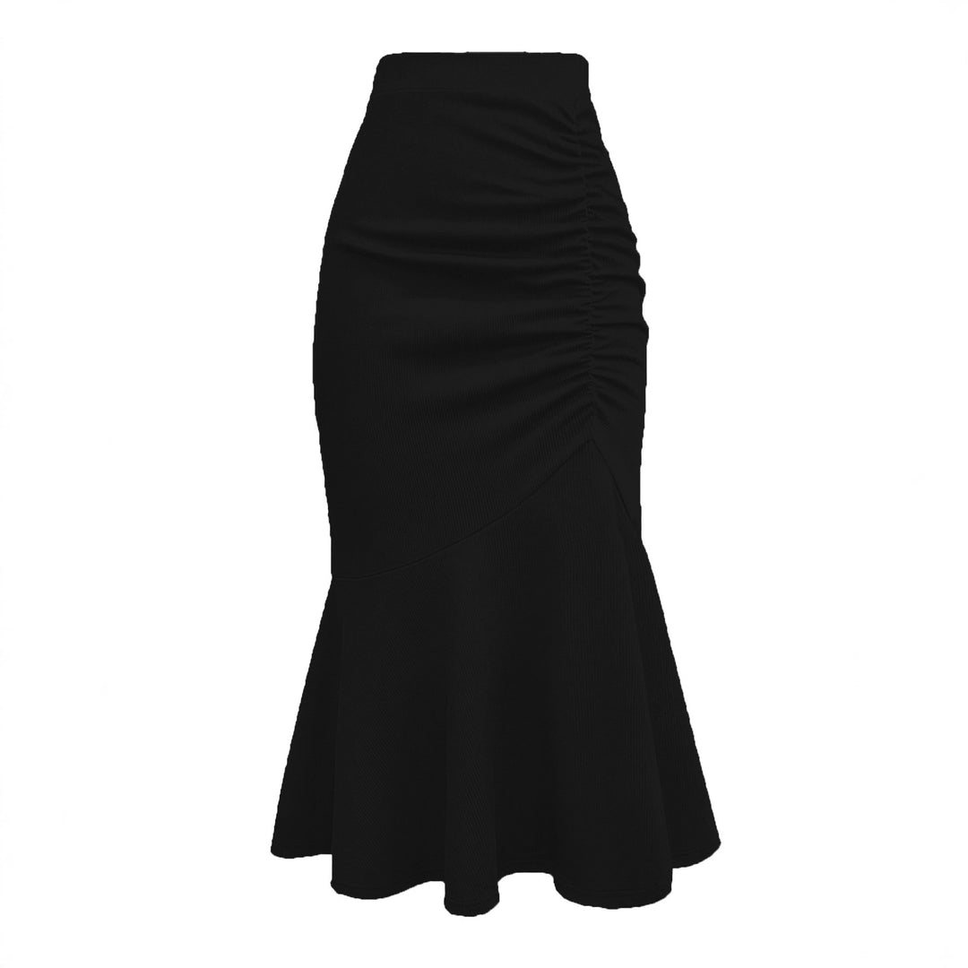 Damen eleganter Midirock mit asymmetrischem Schnitt und Raffung Drune