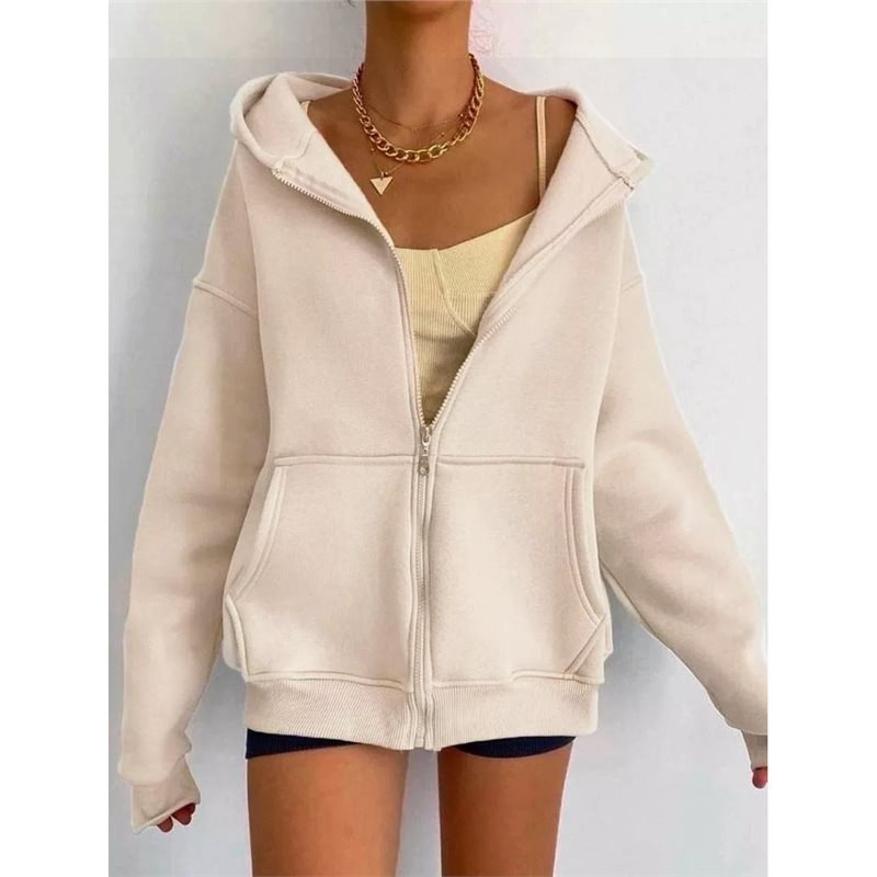 Damen Kapuzenpullover mit Reißverschluss und lässigem Schnitt Drune