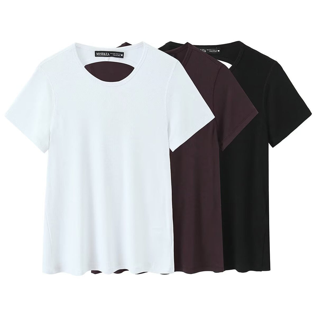 Damen Sportliches T-Shirt mit modischem Rückenausschnitt Drune