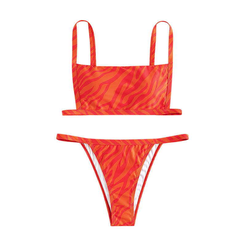 Damen Zweiteiliges Bikiniset mit sportlichem Schnitt und aufregendem Tierprint Drune