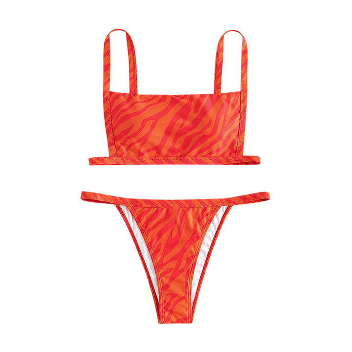 Damen Zweiteiliges Bikiniset mit sportlichem Schnitt und aufregendem Tierprint Drune