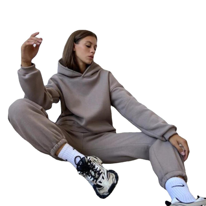 Damen gemütliches Kapuzenoberteil und Jogginghosen-Set Drune