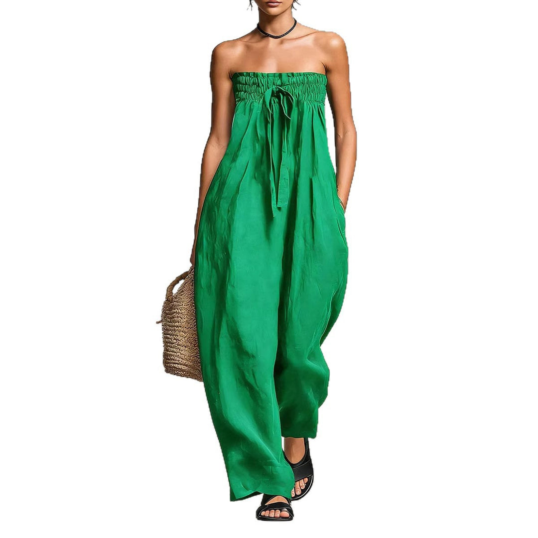 Damen Lässiges Jumpsuit mit elastischem Oberteil und weitem Bein Drune