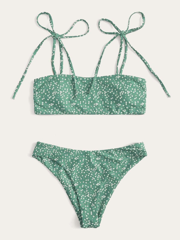 Damen Bandeau-Bikini mit verspielten Bindebändern Drune