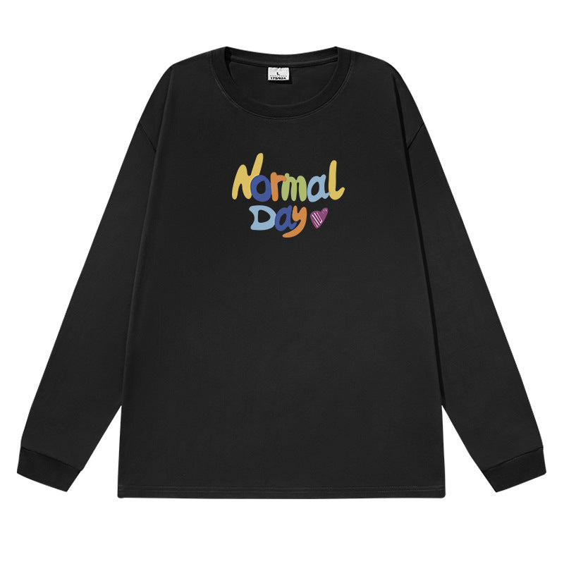 Damen lässiges Langarmshirt mit buntem Schriftzug Drune