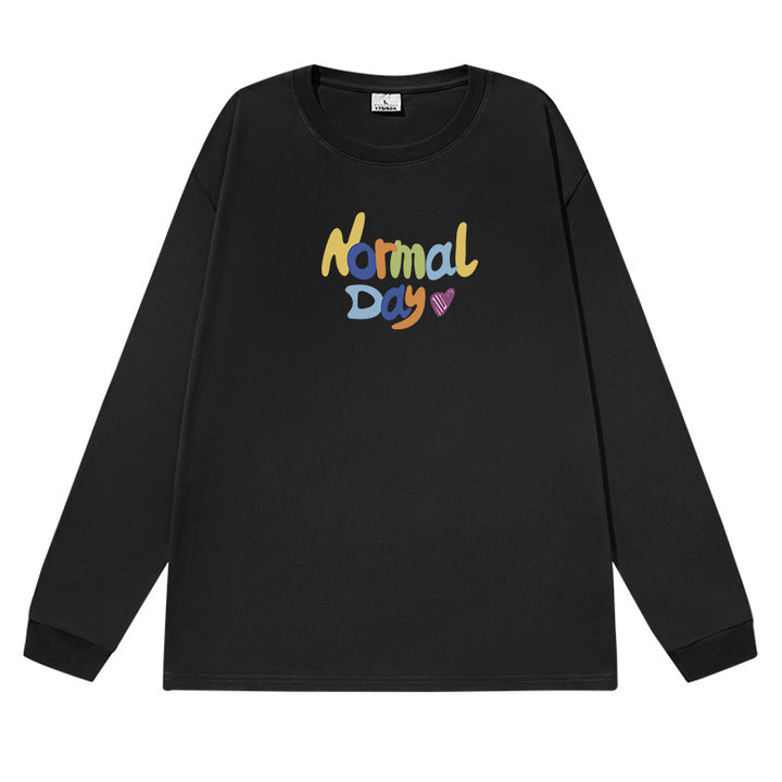 Damen lässiges Langarmshirt mit buntem Schriftzug Drune