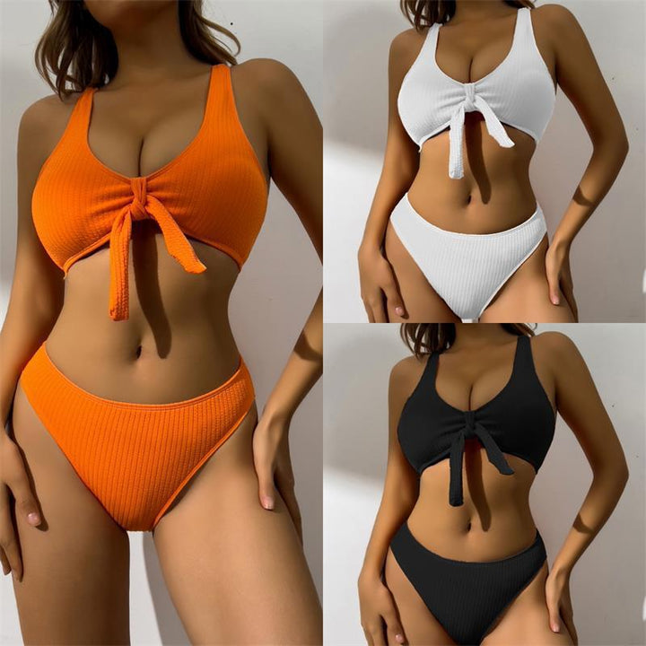 Damen Badeanzug im stilvollen Crop-Top Design mit Knotendetail Drune