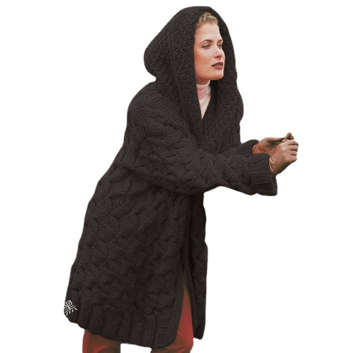 Damen Grobstrick-Cardigan mit Kapuze und strukturiertem Muster Drune