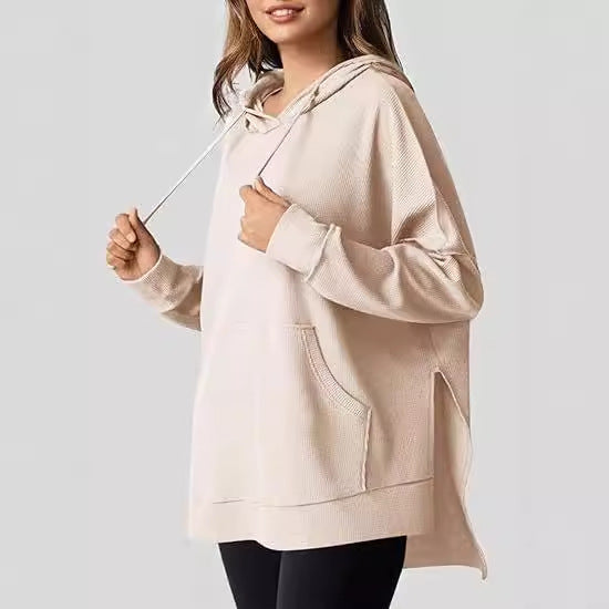 Damen Oversized Kapuzenpullover mit praktischen Eingrifftaschen und hochwertigem Strukturstoff Drune