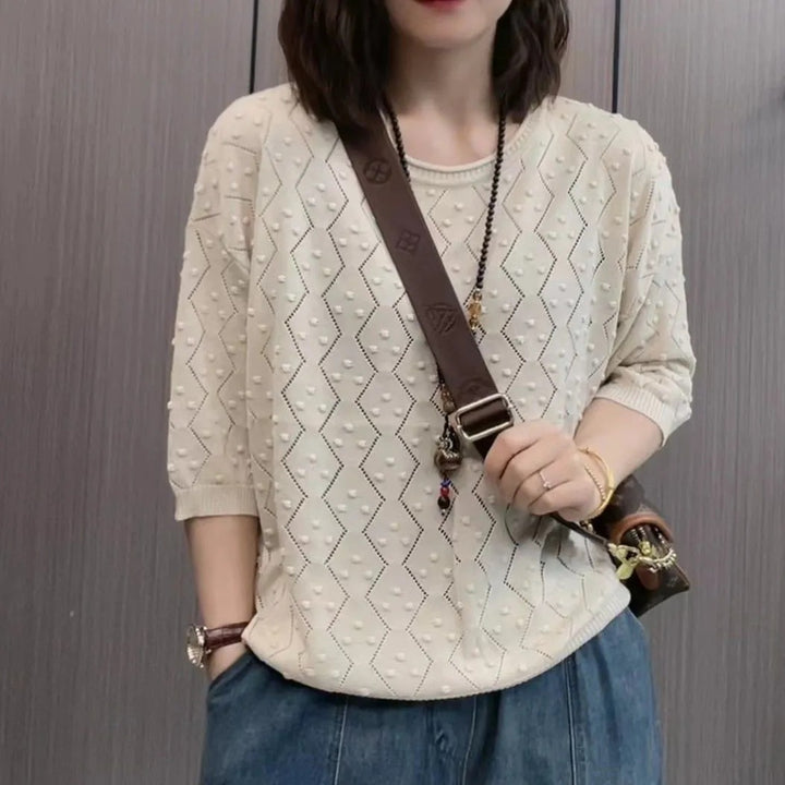 Damen Feinstrickpullover mit dekorativem Strukturdesign und lässigem Schnitt Drune