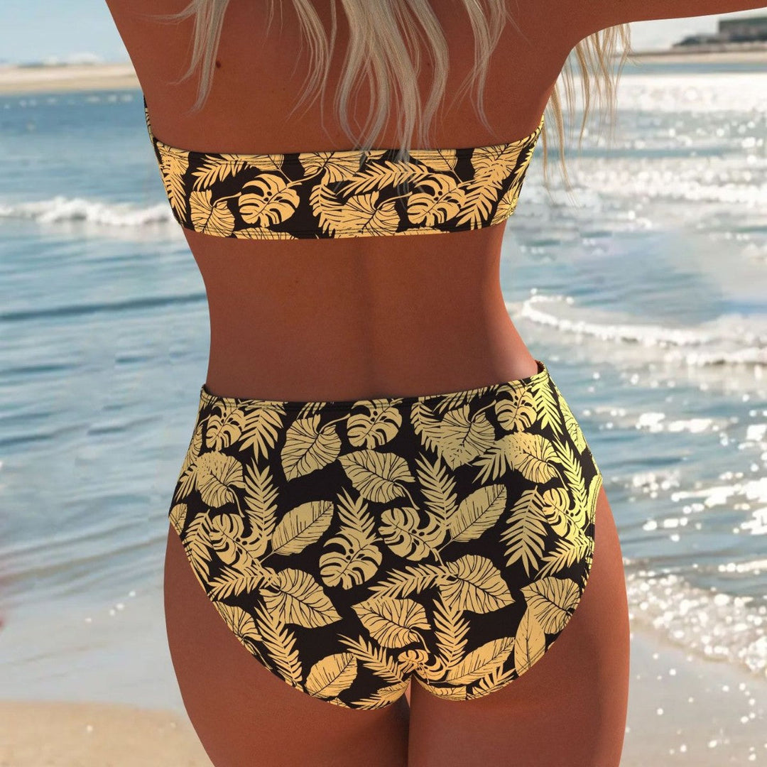 Damen Bikini-Set mit modischem Wellenmuster und verstellbaren Trägern Drune