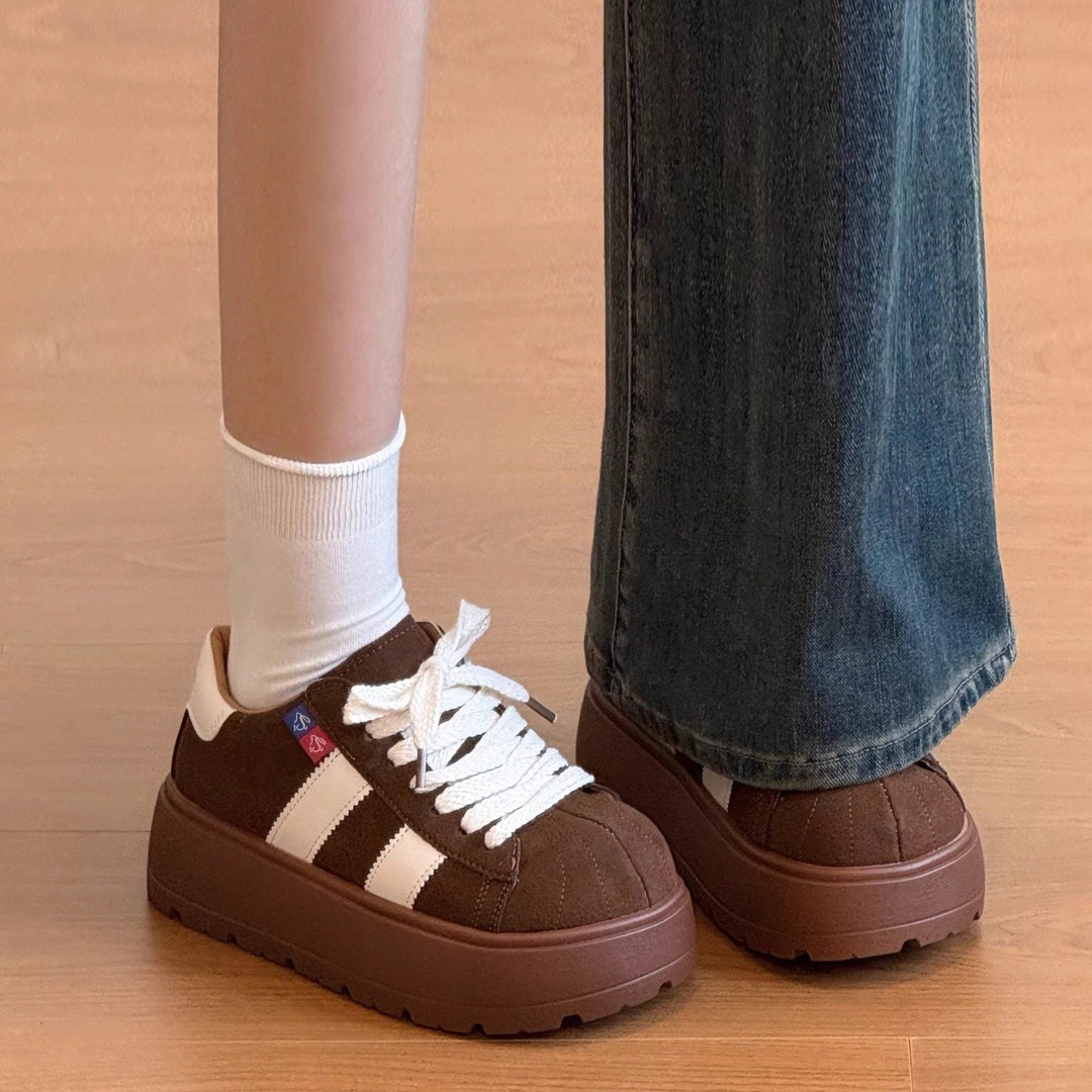 Damen Hochwertige Freizeitsneaker mit dicker Plateausohle und atmungsaktiver Mesh-Oberfläche Drune