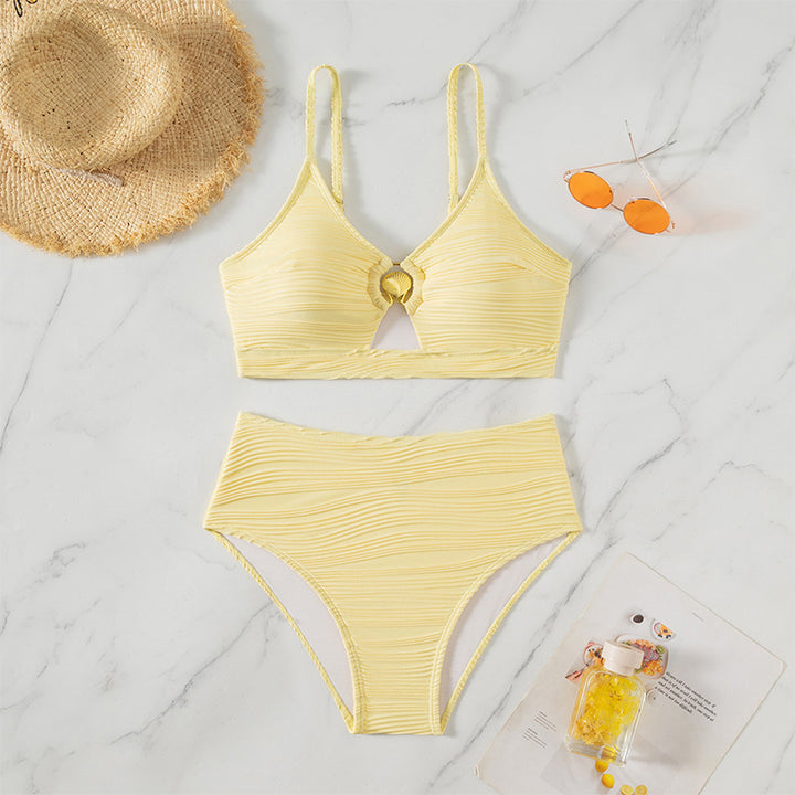 Damen Bikini-Set mit elastischem Muster und modischem Knotenverschluss Drune