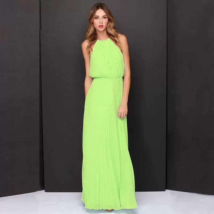 Damen Plissee-Abendkleid Rückenausschnitt Blouson-Top