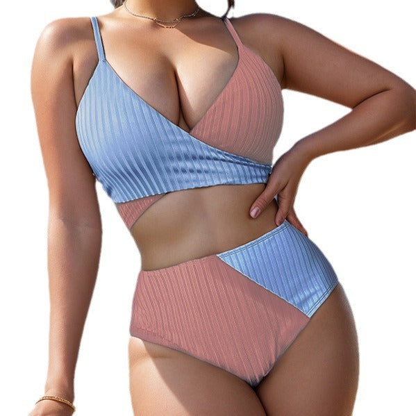 Damen Gemusterter Wickelbikini mit hochgeschnittenem Taillenbund Drune