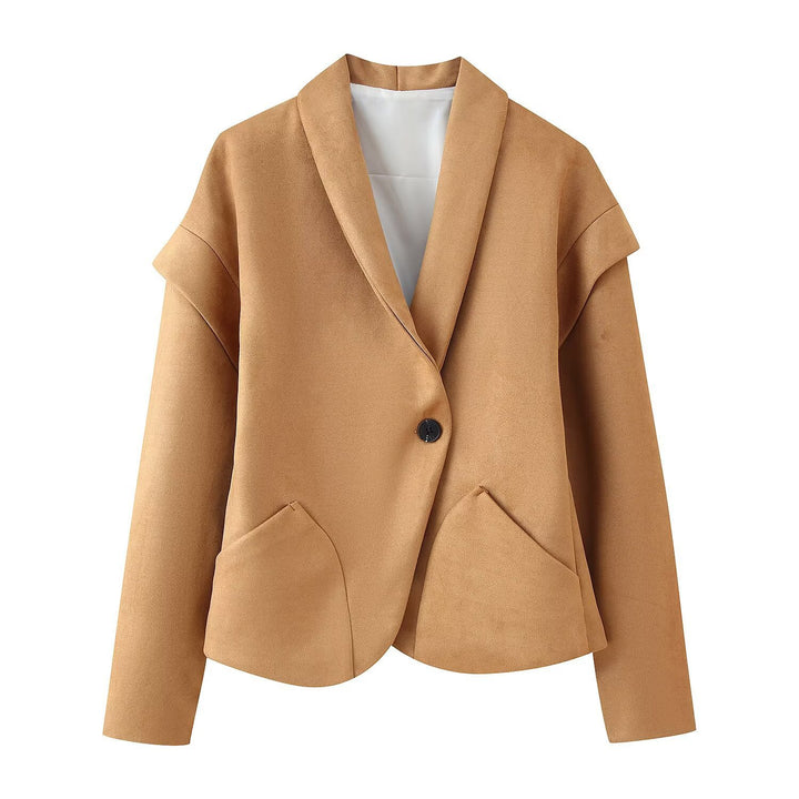 Damen modische Blazerjacke mit strukturiertem Schnitt und praktischen Taschen Drune