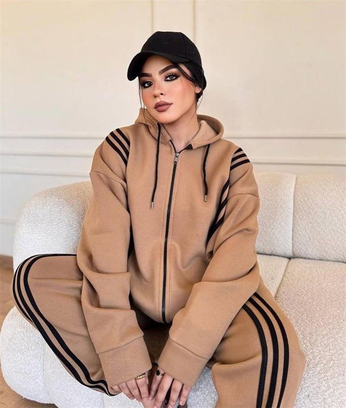 Damen Sportlicher Jumpsuit mit hohem Kragen und seitlichem Reißverschluss Drune