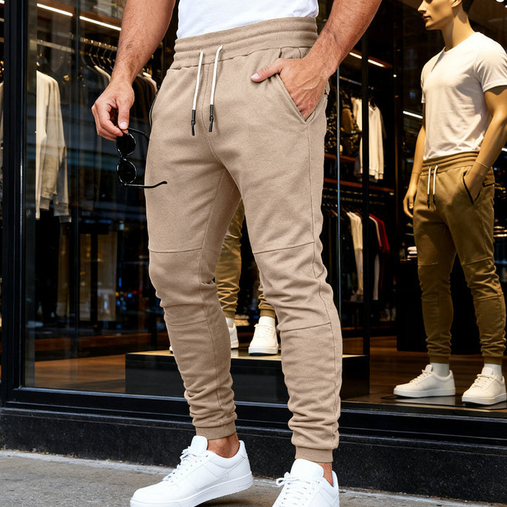 Herren nan tapered Jogginghose mit Kniepasse, elastischem Tunnelzugbund und Reißverschlusstaschen Drune