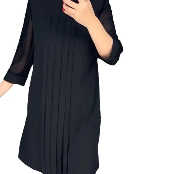 Damen Maxikleid mit elegantem Faltenwurf und transparenten Ärmeln Drune