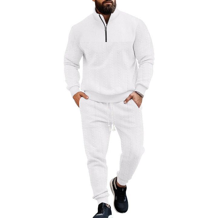 Herren nan Strukturiertes Halbzip-Sweatset mit Waffelstrick und konischer Jogginghose Drune