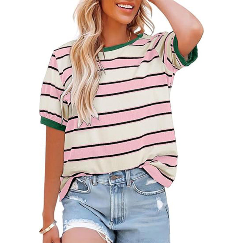 Drune | Gestreiftes T-Shirt mit Rundhalsausschnitt für Damen