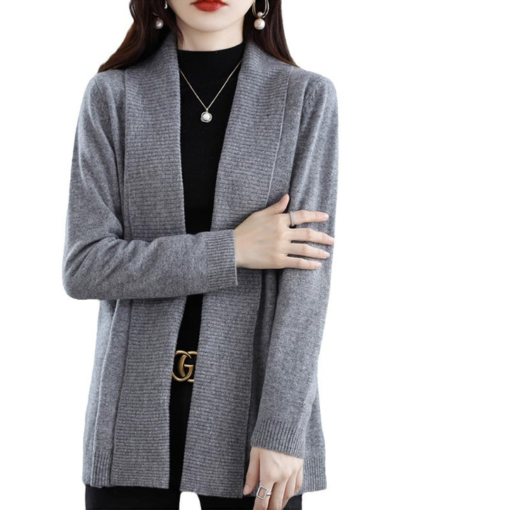 Damen Strickjacke mit eleganten Rippenstrukturen und offenem Schnitt Drune