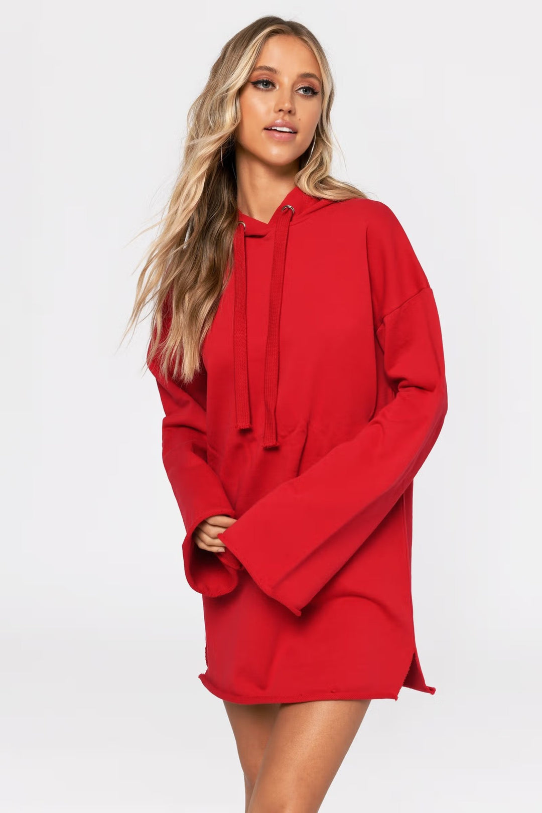 Damen lässiges Oversized Hoodie-Kleid mit Kapuze und langen Ärmeln Drune