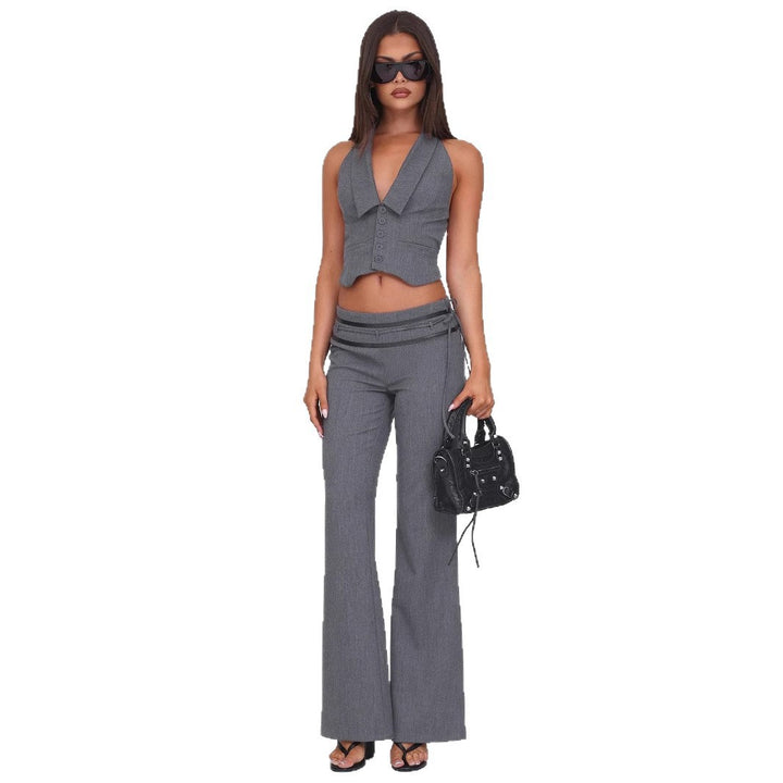 Damen elegantes Wickeloberteil mit stylischem Kragen und verspielten Details Drune